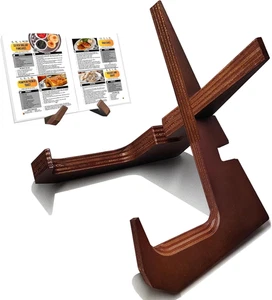 Cookbook Stand for Kitchen Counter Holds 600-Page Books | Elegant Rustic Wooden - Picture 1 of 7