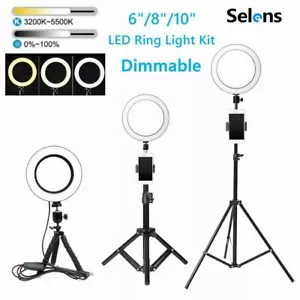 15/20/26cm LED Ring Light USB 3200-5500K Fill Lamp Photography Phone Video Live - Picture 1 of 18