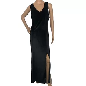 Disney Villains Black Velvet Long Maxi Dress Slit Leg Goth Whimsigoth Witchy XL - Picture 1 of 9