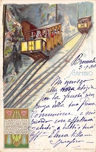 7284) CARTOLINA UFFICIALE FUNICOLARE COMO BRUNATE LO SCAMBIO. VG NEL 1905. - Picture 1 of 2