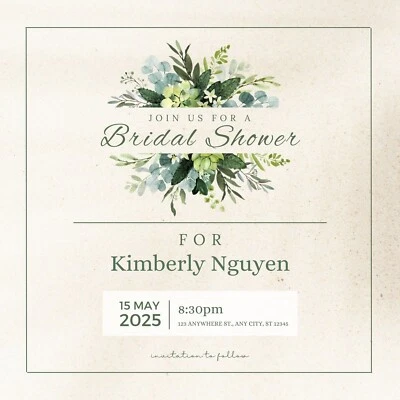 Customizable Bridal Wedding Shower Invitation Card Template #12 DIGITAL DOWNLOAD - Image 1 of 4