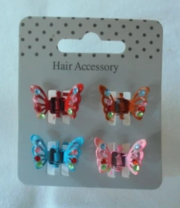 New on Card set of 4 Mini Butterfly Hair Clamps Hair Accessory - Picture 1 of 1