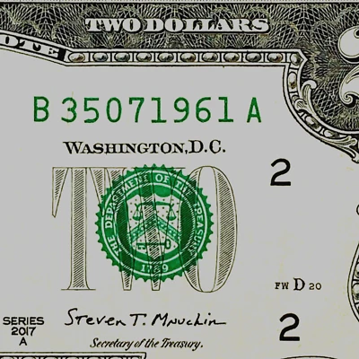 1961 $2 Two Dollar Bill Birthday/Anniversary Note July 1961 - Image 1 of 4