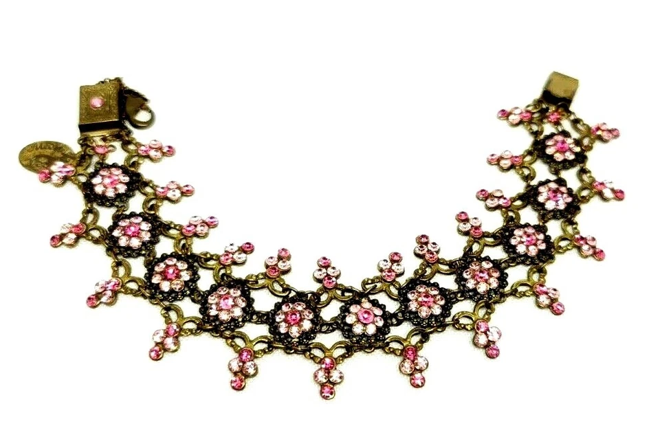 Una hermosa pulsera de Michal Negrin con piedras de cristal rosa única. Foto 1 de 4