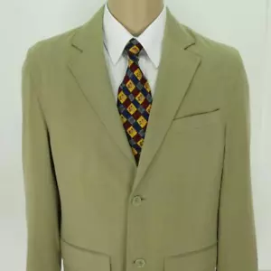 40R (M) Tommy Bahama Beige Seda Rayón 2Btn Hombre Chaqueta Verano Sport Abrigo - Imagen 1 de 9