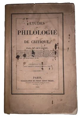 1845, ETUDES DE PHILOLOGIE ET DE CRITIQUE, by M OUVAROFF, LANGUAGE ORIGIN STUDY - Image 1 of 4