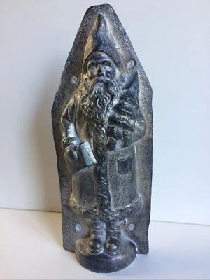 Belsnickle Santa Claus with Tree Tin Style Silver Resin Chocolate Mold Figurine - Image 1 of 4