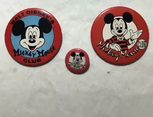 3 Vintage Walt Disney Mickey Mouse Club Button Pins (B) - Picture 1 of 5