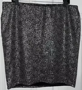 Torrid Silver & black sparkly pencil Size 2 skirt stretchy lined pull on - Picture 1 of 11