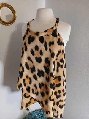 Blusa túnica grande para mujer Milano poliéster sin mangas estampado animal envolvente frontal Foto 1 de 4