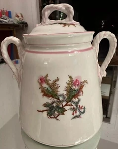 Haviland Limoges H&C Moss Rose Anchor Handles Pink Trim Large 6  1/4" Sugar Bowl - Picture 1 of 13