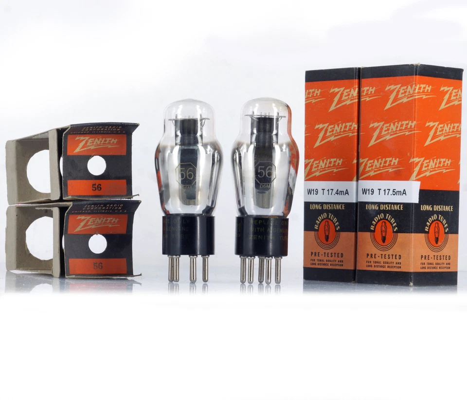 MATCHED PAIR Type 56 ZENITH NOS Tube Röhre Valve Valvula 진공관 真空管 Lampe TSF - Image 1 of 1