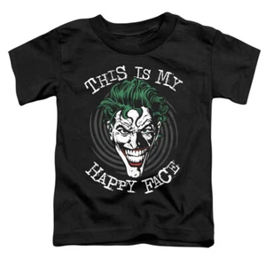 Batman Toddler T-Shirt Happy Face Spiral Black Tee - Picture 1 of 1