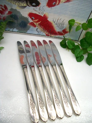 6 посеребренных обеденных ножей Oneida Nobility Plate ROYAL ROSE 1939 - Изображение 1 из 4