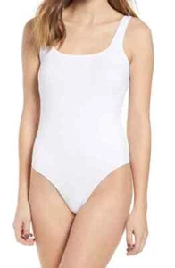 BP. Bodysuit Womens Small White Square Neck Tank Ribbed Bodysuit Stretch NEW - Picture 1 of 2