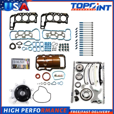 Fits 05-09 Jeep Grand Cherokee 3.7L Full Gasket Set Timing Chain Kit Water Pump - Image 1 of 4
