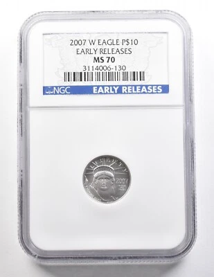 2007-W $10 American Platinum Eagle 1/10 Oz 0.1 Oz Early Releases MS70 NGC *3725 - Image 1 of 3