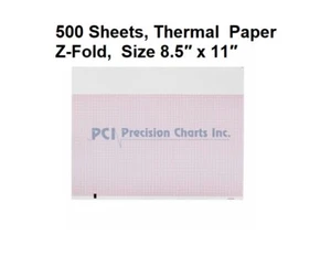500 Sheets ECG EKG Thermal Paper Z-Fold, Mortara ELi 250 Eli 210 Eli 280 Eli 350 - Picture 1 of 1