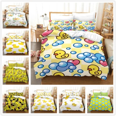 Lindo juego de cama 3D Little Yellow Duck 3 piezas funda nórdica y funda(s) de almohada regalo Foto 1 de 4