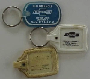 3 different 1960s Charleston Illinois Chevrolet dealership keychains Chevy set - - Picture 1 of 1