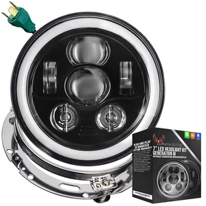 Eagle Lights Black 7" Gen 3 Halo LED Headlight & Ring for 1990-13 Harley Touring - Picture 1 of 12