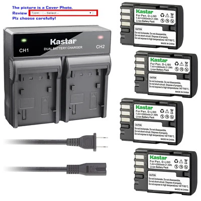 Kastar Battery Dual Rapid Charger for Pentax D-Li90 DBC90 Pentax K-01 K01 Camera - Image 1 of 4