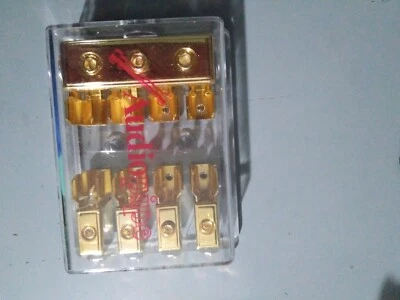 audiopipe bloque de distribución fundido 4ga a 8ga acabado oro 24k  Foto 1 de 4