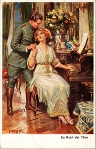 Postal piano mujer soldado alemán soldado alemán mujer firmada por F Doubek M - Imagen 1 de 2