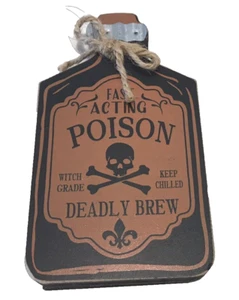 Halloween Wooden Potion Bottle Table Accent Skull Cross Bone Holiday Home Decor - Bild 1 von 4