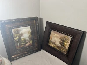 Vtg Small Framed Orig. Oil Painting On Board Impressionist Landscape Ser Off Two - Picture 1 of 9