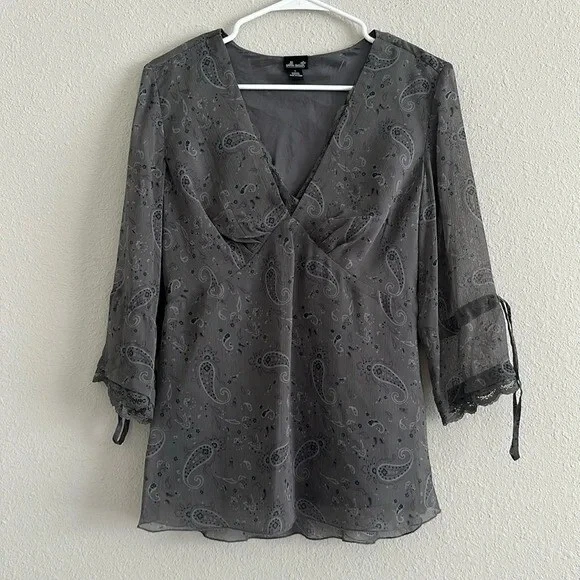 Blusa Willi Smith gris paisley talla pequeña-- Foto 1 de 4