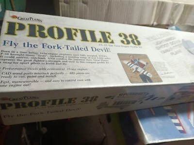 Great Planes Profile P-38 NIB Rc Airplane Kit Remote Control - Image 1 of 4