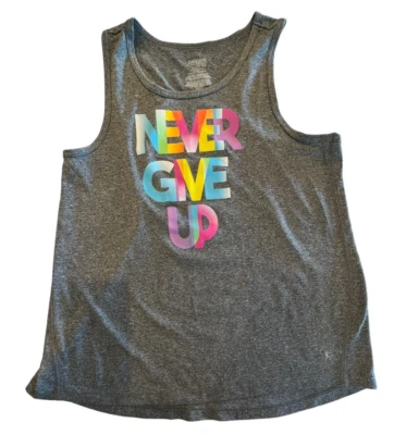 Camiseta sin mangas Danskin Never Give Up Girls talla XL 14-16 gris Foto 1 de 4