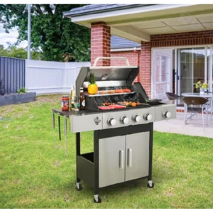 4-burner propane gas oven, 34200BTU output, outdoor barbecue foldable side table - Picture 1 of 13