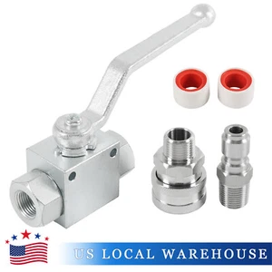 Kit de válvula de bola de lavadora de alta presión de acero, conexión rápida de 3/8 pulgadas 4500 PSI - Imagen 1 de 12
