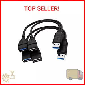 USB 3.0 Female to Dual USB Male Splitter Cable, 2 Pack - Picture 1 of 2