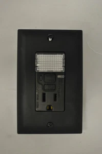 Pass & Seymour GFCI Salida LED Luz Nocturna Conexión a Tierra Negra 15 Amp 1595-NTLBKCC4 - Imagen 1 de 3