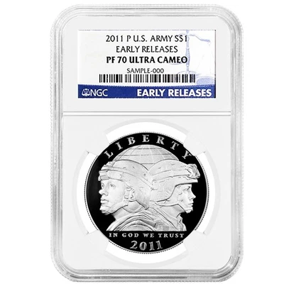 2011-P $1 Proof Silver Army Commemorative NGC PF70UC Early Releases - Image 1 of 3