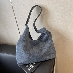 New Denim Shoulder Tote Bag Large Capacity Versatile Handbag Casual Shopping Bag - Picture 1 of 9
