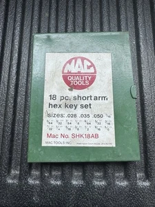 MAC TOOLS 18 pc. Short Arm Hex Key Set SHK18AB - Picture 1 of 7