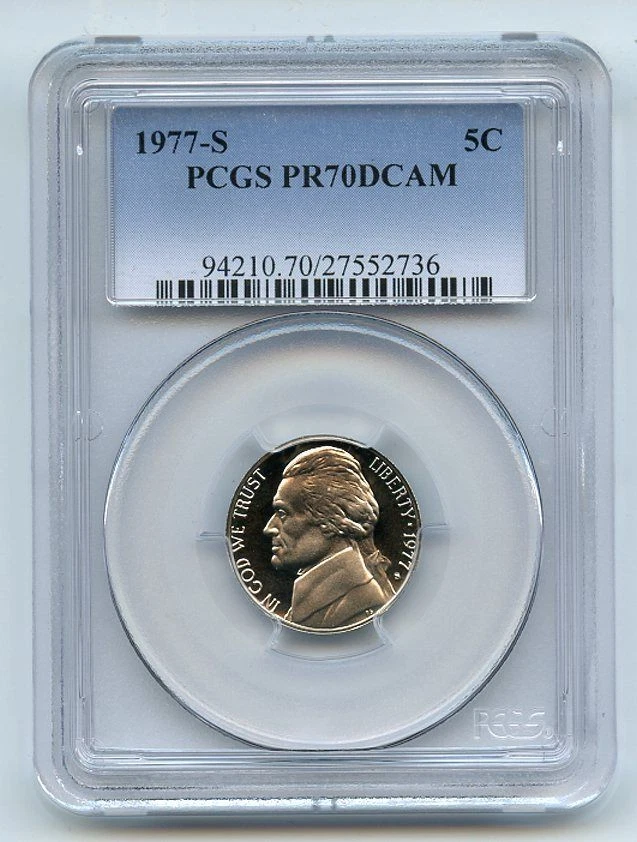 1977 S 5C Jefferson Nickel Proof PCGS PR70DCAM - Image 1 of 1