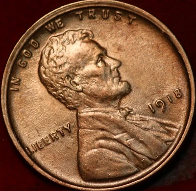 Uncirculated Red 1918 Philadelphia Mint Copper Lincoln Wheat Cent - Image 1 of 2