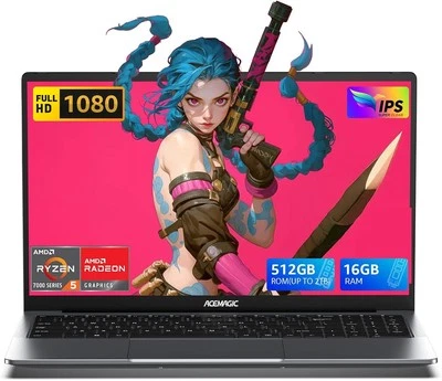 ACEMAGIC 15,6" FHD Laptop AMD Ryzen 5 7430U 16GB DDR4 RAM 512GB SSD WIFI Win11