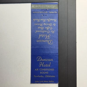 Duncan Hotel Pawhuska Oklahoma Vintage blau & gold Streichholzschachtel - Bild 1 von 3