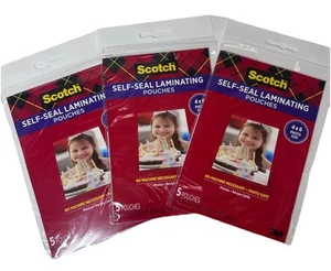 Bolsas laminadoras autosellantes Scotch 5/paquete 4"X6" LOTE DE 3 (15 BOLSAS EN TOTAL) - Imagen 1 de 2