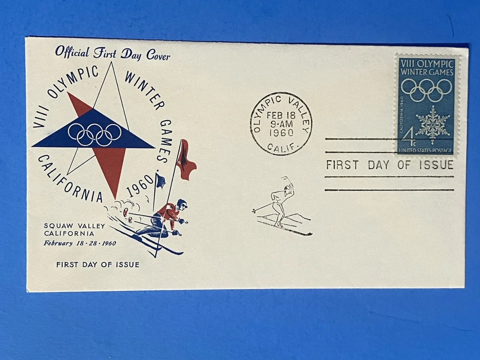 1960  FIRST DAY COVER - 4c - 1960 WINTER OLYMPIC GAMES SQUAW VALLEY CALIFORNIA - Image 1 of 2