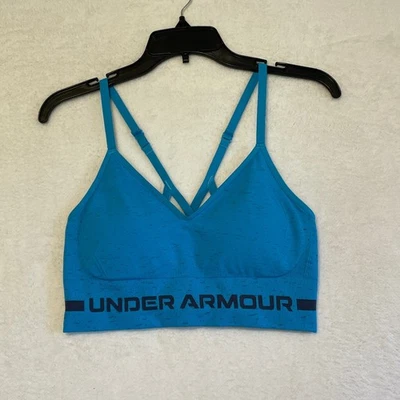Sutiã esportivo Under Armour azul sem costura costas cruzadas tamanho M - Imagem 1 de 4