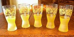 Vintage Retro Milchglas Trinkgläser gelb 5er Set unbenutzt - Bild 1 von 4