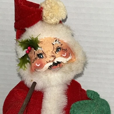 Винтажная рождественская кукла Annalee Santa Clause с трубкой 1963 с биркой - Изображение 1 из 4