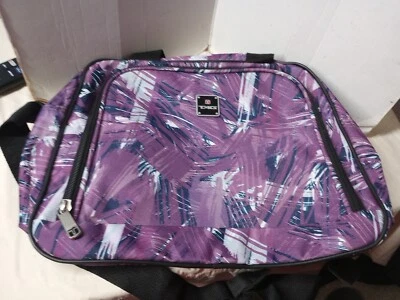 TAG LUGGAGE Laptop Travel Tote WOMENS Purple Paisley Zipper Bag Shoulder Strap - Image 1 of 4